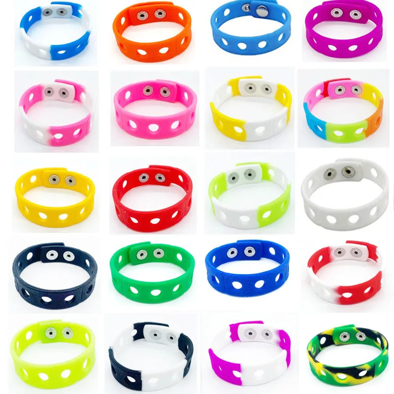 9/11/20pcs Random Color Silicone Bracelet Wristbands 18CM With Shoe Buckle PVC Shoe Accessories Shoes charms Kid birthday Gifts