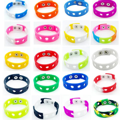 9/11/20pcs Random Color Silicone Bracelet Wristbands 18CM With Shoe Buckle PVC Shoe Accessories Shoes charms Kid birthday Gifts