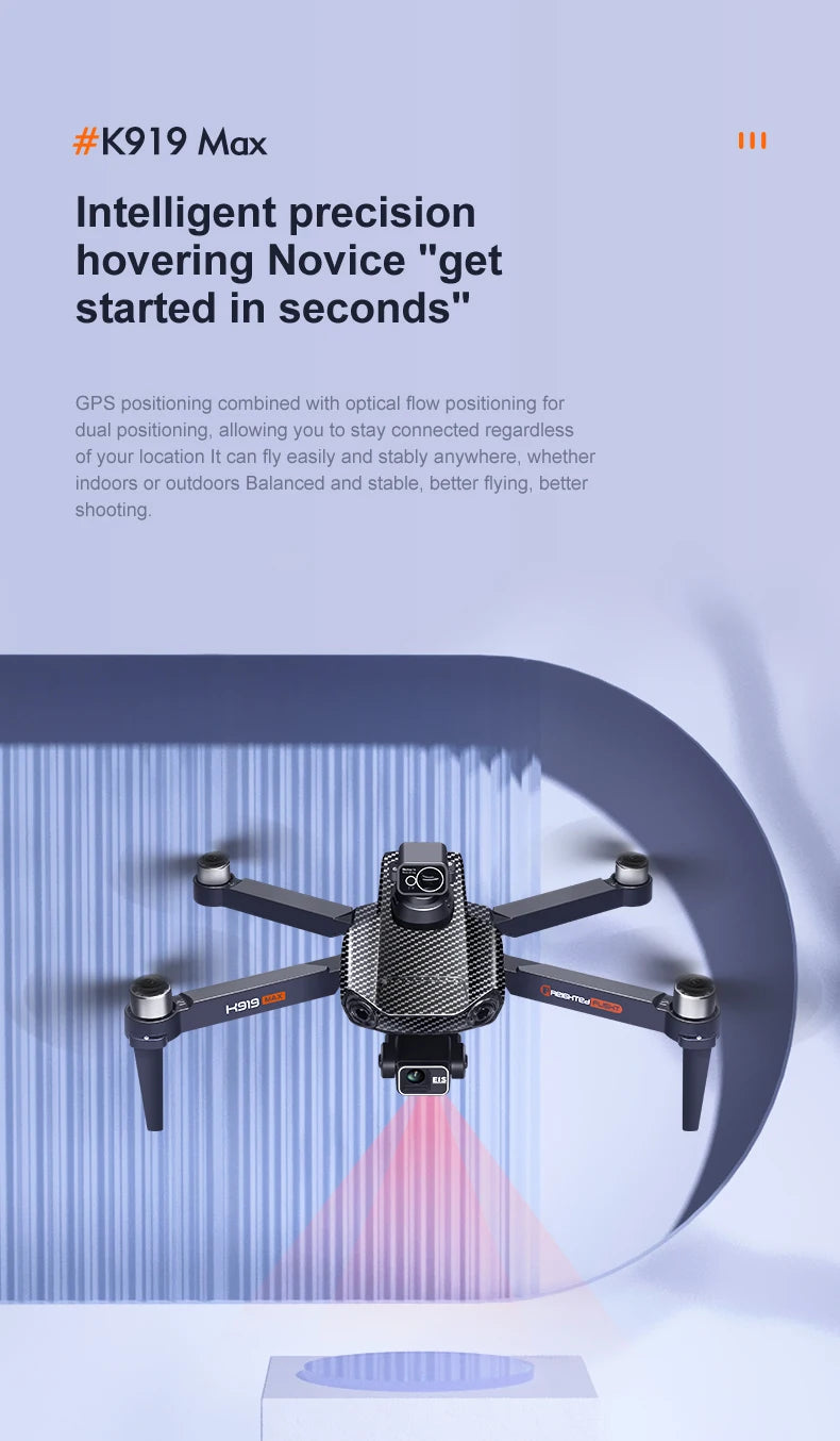 New K919 MAX Drone 8K GPS Professional HD 3-axis Gimbal Aerial Screen Remote Control Aircraft 5G HD Dual Camera Security drone