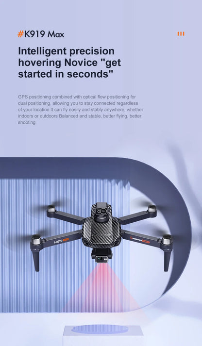 New K919 MAX Drone 8K GPS Professional HD 3-axis Gimbal Aerial Screen Remote Control Aircraft 5G HD Dual Camera Security drone