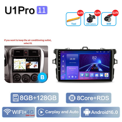 Carplay Android Auto for Toyota Corolla E140/150 2006 2007-2013 Multimedia Automotive Subwoofer Autoradio Android DSP 4G