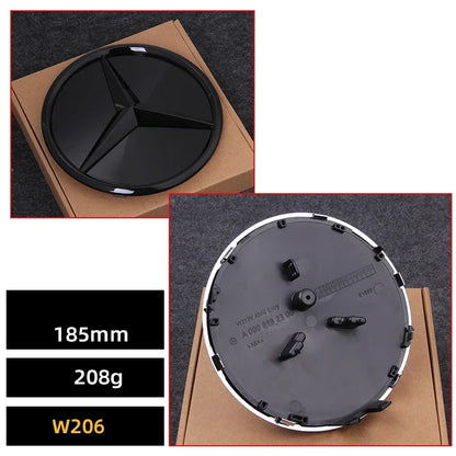 Car Front Grille Emblem Star Badge  Logo Chrome black Silver 3D Mirror Mercedes Benz Amg W205 W204 W253 W213 W206 W166 gle glc