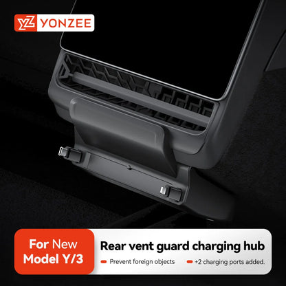 YZ For Tesla Model Y Juniper Model 3 Highland Rear Air Vent 27W Quick Charger USB Shunt HUB Power Splitter Apple Type-C Charger