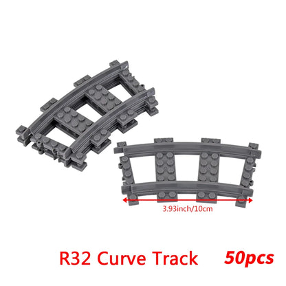 MOC City Bricks Train Flexible Construction Parts Railway Curve Track R104 Building Blocks Model Accessories Compatible 53401