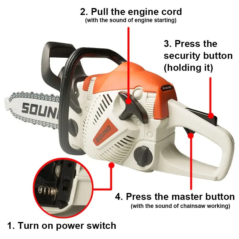 Children Electric Power Chainsaw with Goggles Toy Chainsaw with Sound Kids Toy Tools for Tool Bench Boys Gift Pretend Play Toys