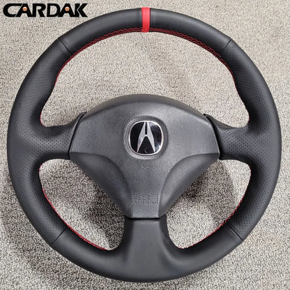 DIY Black Leather Car Steering Wheel Cover For Honda S2000 2000-2008 Civic Si 2002-2004 Acura RSX Type-S 2002-2006