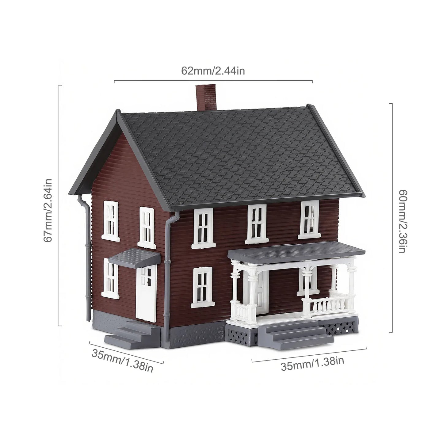 Evemodel N Scale Model Dwelling House Pre-built Painted Two-story Building