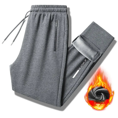 Men Joggers Cotton Warm Plus Size Pants Winter Fleece Lined Thick Warm Sports Pants Outdoor Loose Long Thicken Fleece Sweatpants
