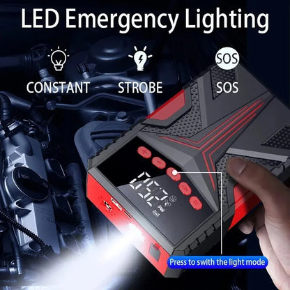 Car Jump Starter & Tire Inflator 2-in-1, Heavy Duty Battery Booster with Power Bank for 12V Petrol/Diesel Vehicles