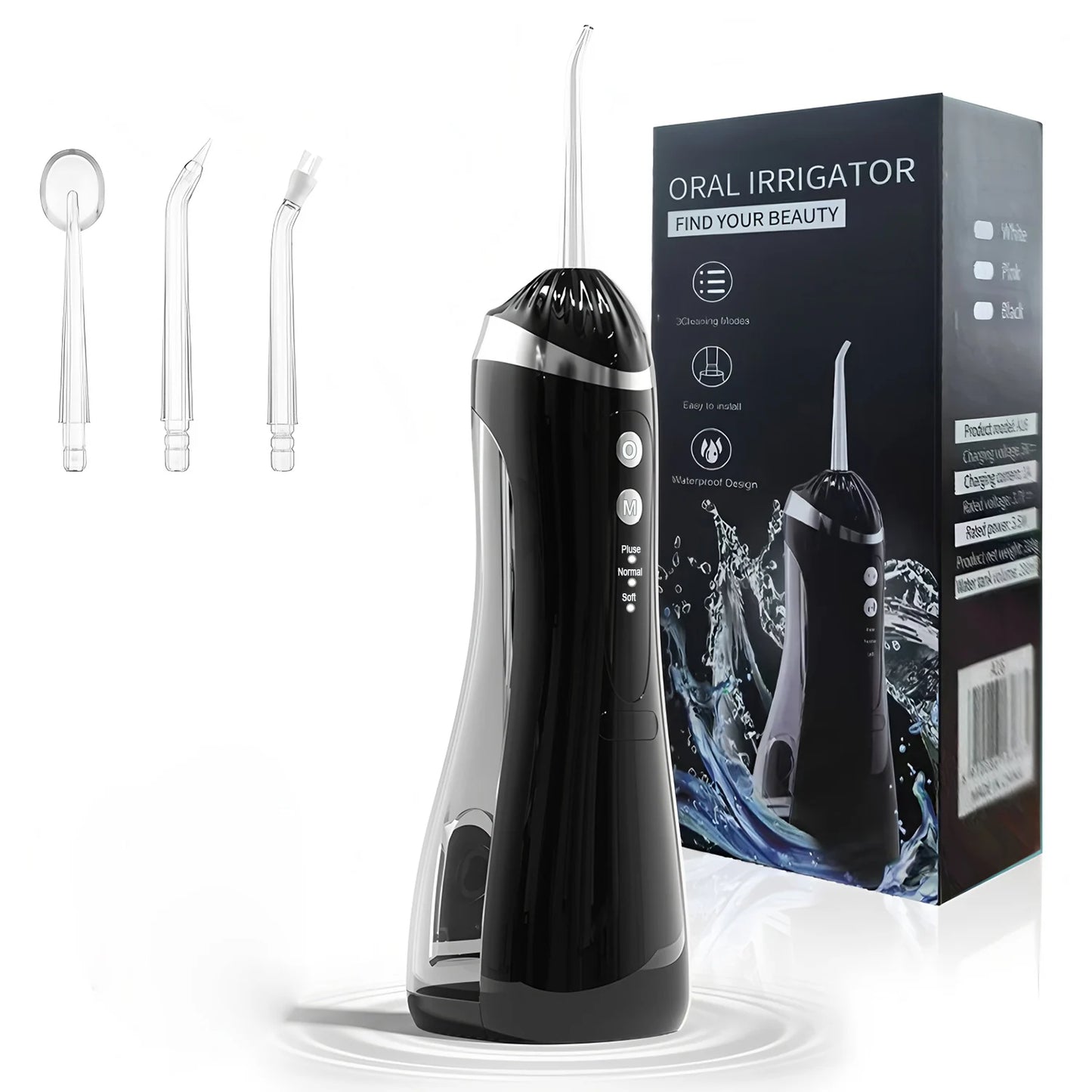 Water Floss Portable Cordless F18 Water Flosser 3 Cleaning Modes Waterproof Rechargeable Water Cleaner 4 Nozzles Clean Gums