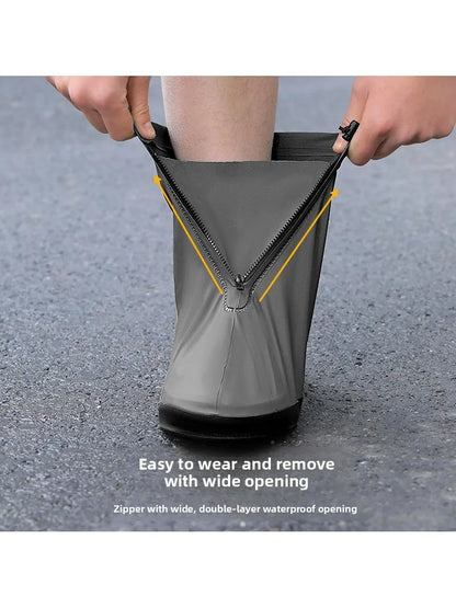 Thickened PVC Shoe Covers Mid-Calf Waterproof Anti-Slip Wear-Resistant Snowproof Unisex Shoe Covers Shoe Horn Home Essentials