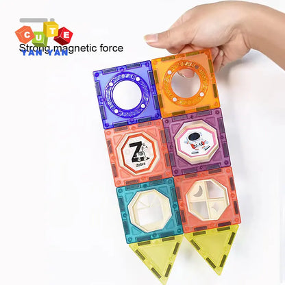 Magnetic Building Blocks Construction Toys Roll Ball Track Kids DIY Splicing Magnet Sheet Funnel Slide Montessori Education Toy