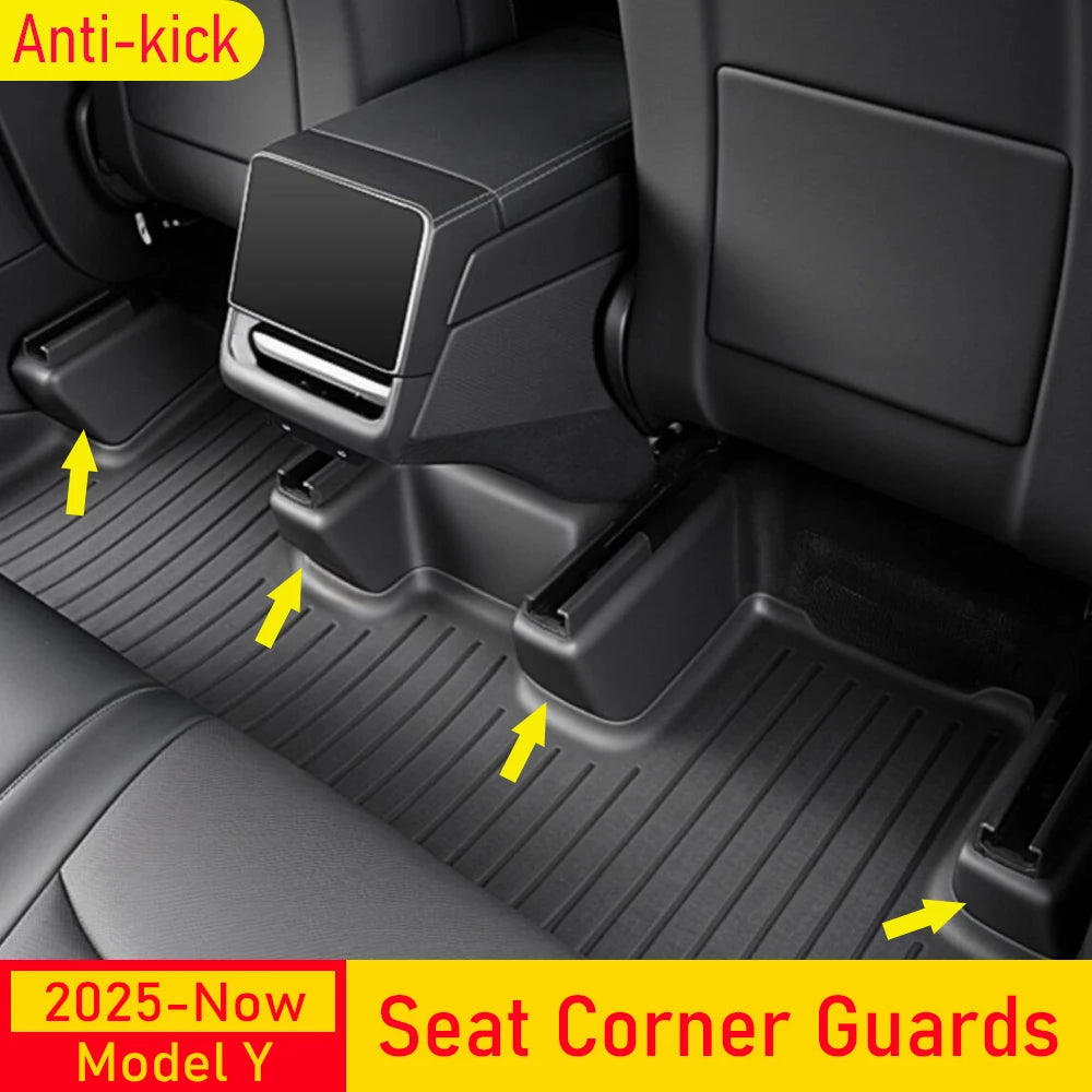 USVOTOV Underseat Protector Seat Slide Rail Pad Cover for Tesla Model Y Juniper 2025 2026 Travel Accessories Anti-Kick Case Trim