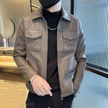 TUCANO Men's Genuine Leather Jacket 2026 Autumn Winter Warm Sheepskin Slim Fit Biker Style Stand Collar Coat Outerwear