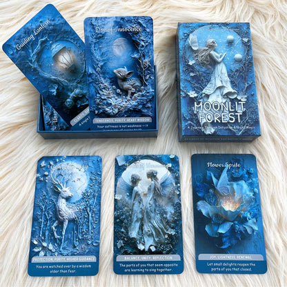 54 Cards Moonlight Forest Oracle Deck, 13x8 Cm, Discover Your True Thoughts, Wildlife Guardian Card Game, Revealing Spirituality
