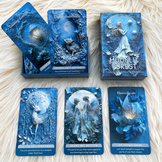 54 Cards Moonlight Forest Oracle Deck, 13x8 Cm, Discover Your True Thoughts, Wildlife Guardian Card Game, Revealing Spirituality
