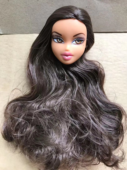 2001 Version Rare Face Doll Heads Classic Bratss White Brown Skin Colorful Hair Girl Boy Doll Parts for Collectors
