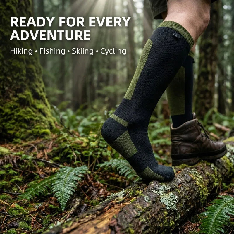Men's Waterproof Knee-High Hiking Socks – Breathable Anti-Slip Outdoor Crew Socks for Trekking, Camping,Fishing Wet Terrain