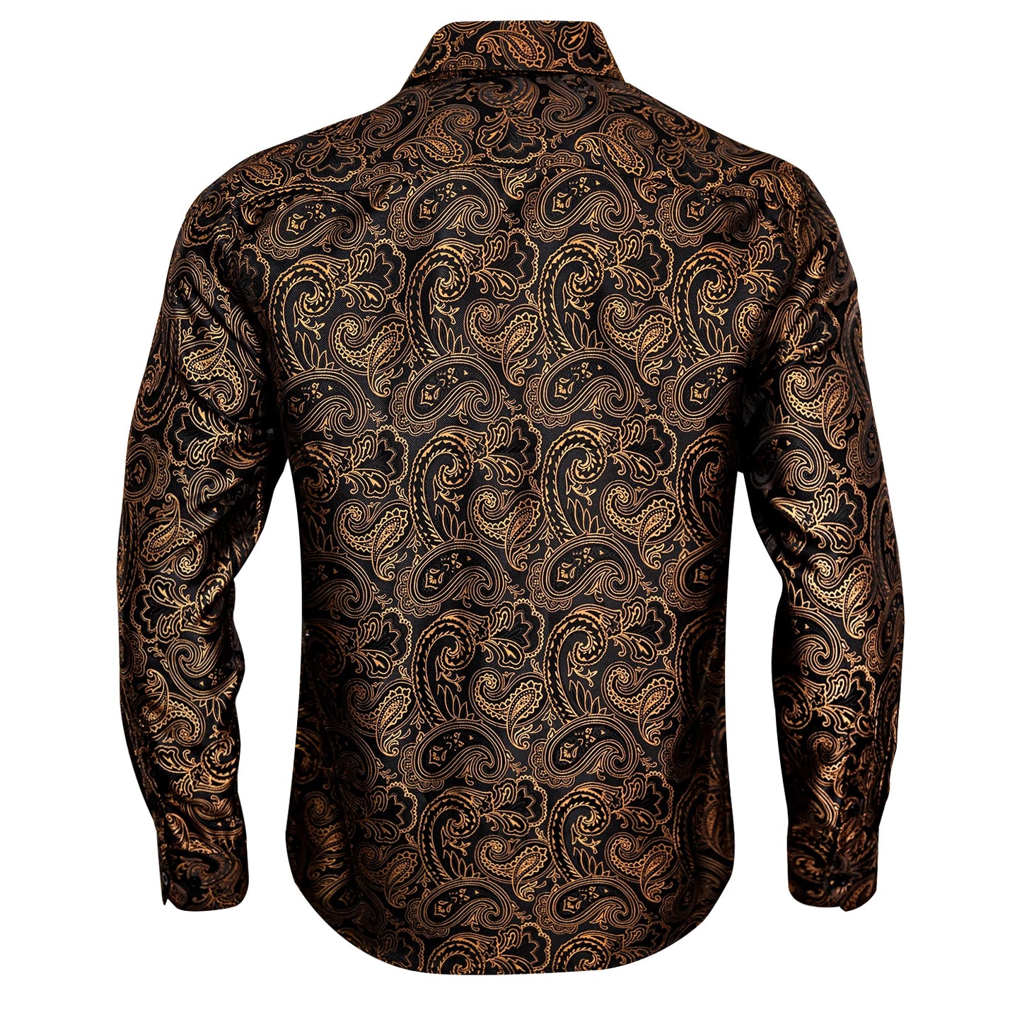 Gold Paisley Bright Shirts Men Autumn Long Sleeve Casual Flower Shirts For Men Designer Fit Dress Shirts BCY-07