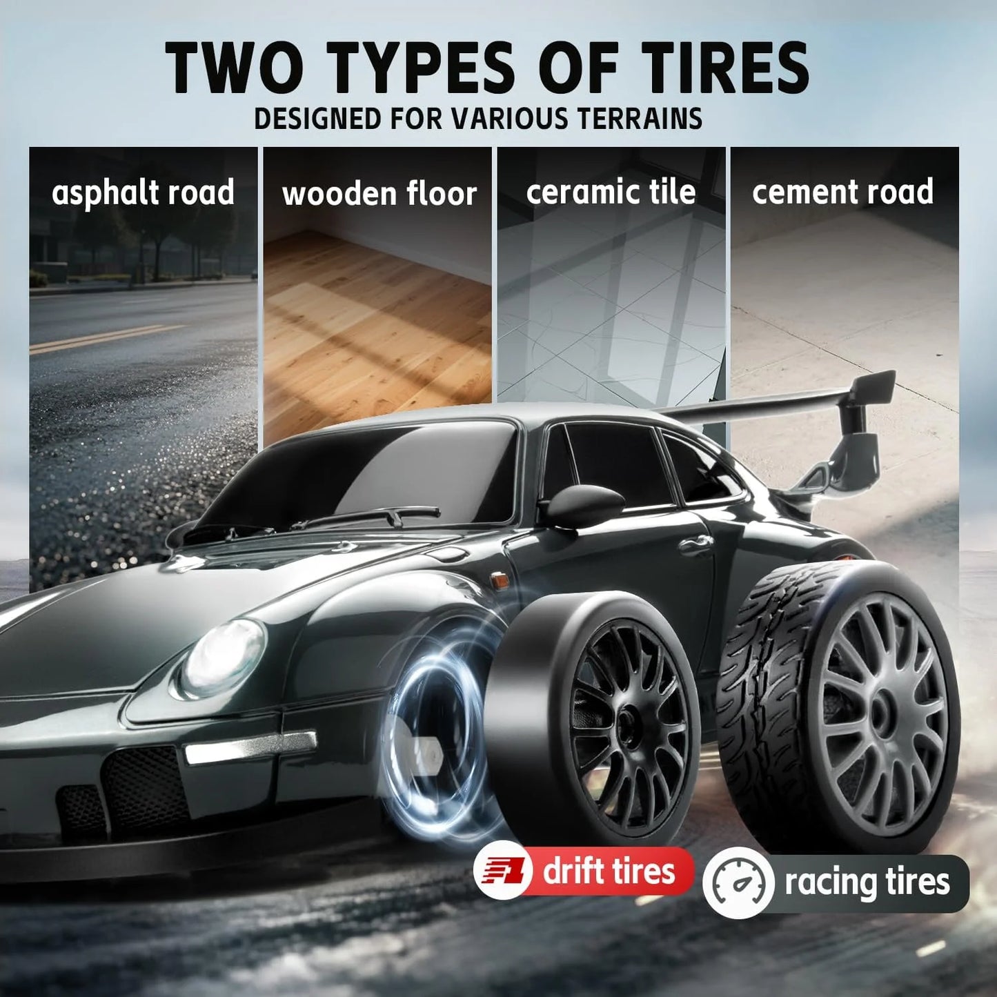 New 1/24 Full Scale 4WD 933 RC Drift Car Limited Edition 2.4Ghz Remote Control Race Car Simulated Sport Car Gift Toy Extra Tires