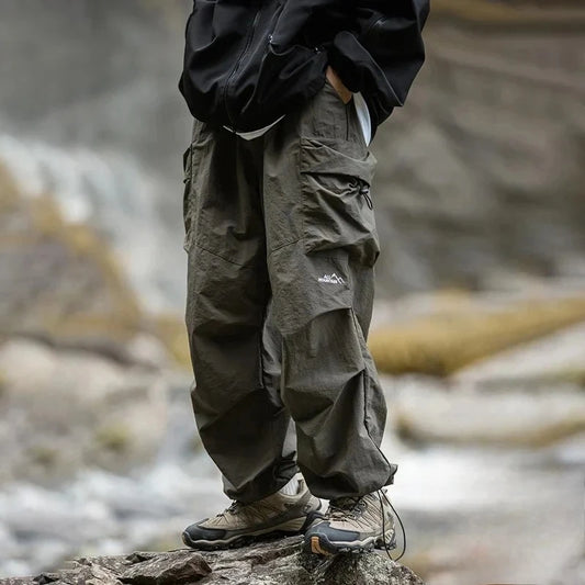 TFETTERS Brand Autumn Winter Cargo Pants Men 2026 New Baggy Watertight Drawstring Men Parachute Pants Techwaer Tourism Man Pants