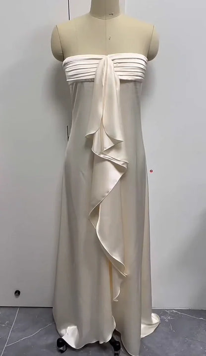 Women's Satin Bow Party Mini Dress Backless Strapless Sleeveless Short Robes Vacation Slim Fit Vestidos 2026 New Lady Streetwear