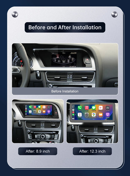 8.9 Inch 12.3"" Multimedia Display Touch Screen For Audi A4 S4 2009-2015 Airplay Miracast Function Wireless Carplay Android Auto