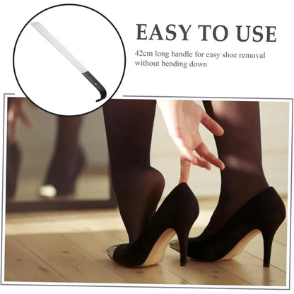 1Pcs Heavy-Duty Extra-Long Shoehorn (1.2/1.5/1.8mm Thick) w Leather Grip - for Elderly, Men & Women, Fits All Shoes