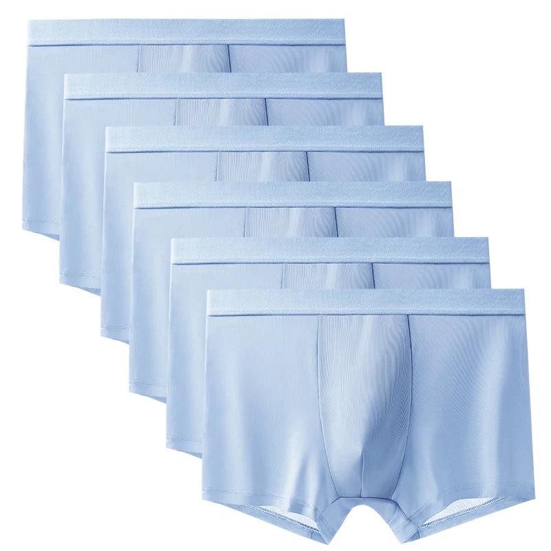 6pcs Men's Summer Ice Silk Boxers Briefs Males Underwears Boys Comfort Underpants Shorts Mans Ultra-thin Breathable Sexy Panties