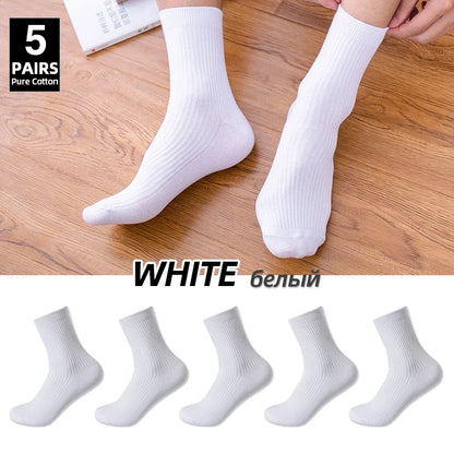 HSS Brand 2026 New 85% Pure Cotton Men Socks Casual Business Stripe Deodorant Breathable Man Travel Winter Sock 5 Pairs / Lot