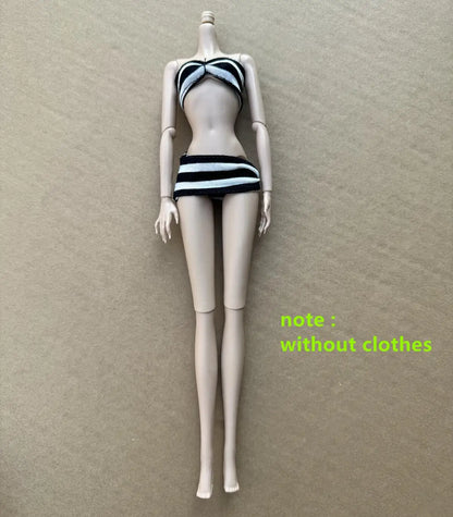 1/6 Scale Multi-jointed Fashion Doll Heads with Bangs Pony Tail Super White Beige Dark Brown Skin Tone PP Doll Figures for Colle