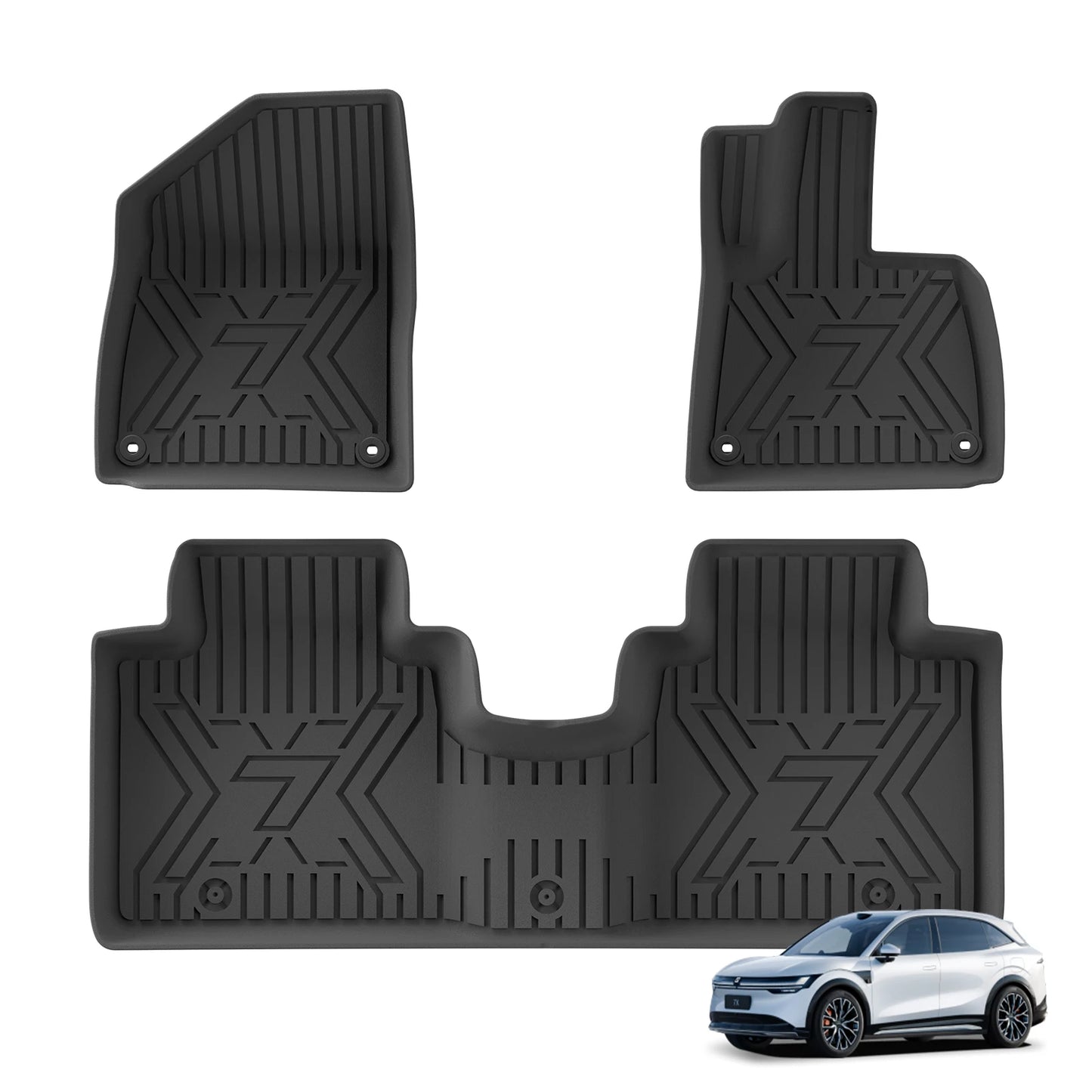 RHD for Zeekr 7X 2024-2026 Car Floor Mats Cargo Liner Trunk Pad TPE 3D Foot Mat Waterproof All Weather Accessories Black
