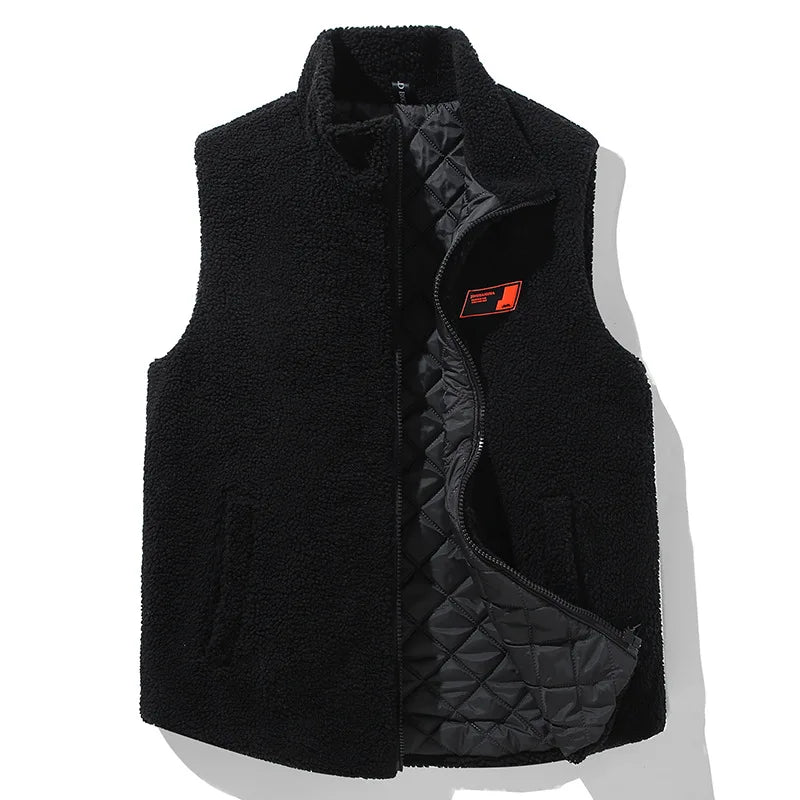 Winter Lambwool Vest Men 12XL Plus Size Vests Winter Thick Warm Vests Male Fashion Casual Sleeveless Jacket Big Size 12XL