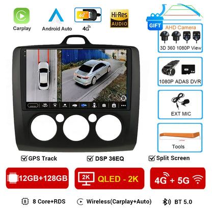 For ford focus 2 Mk2 2004-2008 2009 2010 2011 Android Auto GPS 2din autoradio GPS 2din DVR Android 16 Car Radio 4G+WIFI Carplay