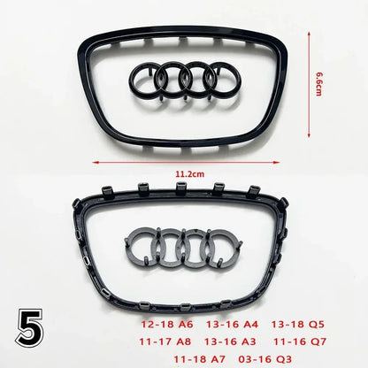 Audi Automobile Steering Wheel Logo Bright Frame Strip Electroplated Sticker Emblem For A3 A4 B8 8P B9 8V A5 A6 C7 A7 Q3 Q5 Q7