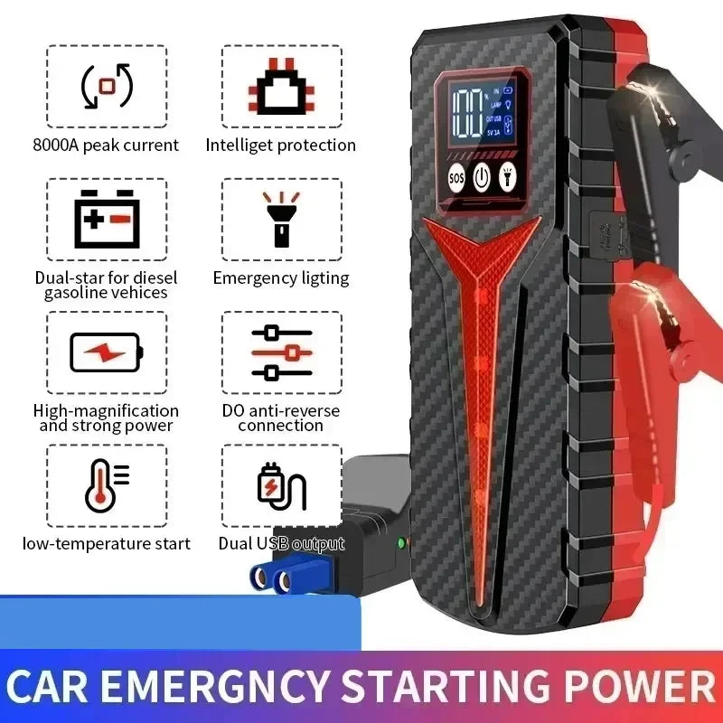 Car Jump Starter Battery 8000A Charger Emergency Power Bank Booster for 12V Gas and Diesel Vehicles