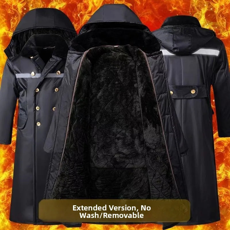 Thickened Cotton Jacket Removable Inner Vest Long Windproof Northeast Cold Storage Night Reflective Work Cotton Clothes