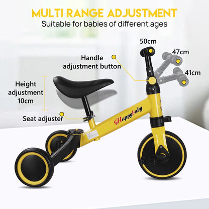 3 in1 Toddler Kid Ride on Toy Balance Bike Scooter Tricycle 1.5-4 Years Push Car