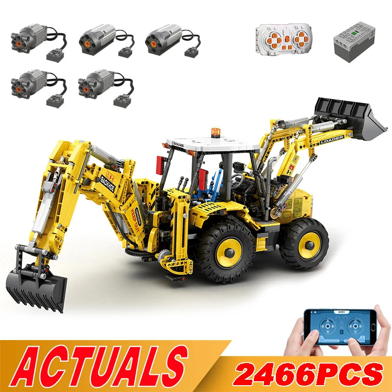 NEW 2466pcs Bulldozer Excavator Truck Remote Control Model Building Blocks Bricks Puzzle Toy Birthday Christmas Gifts For Boy