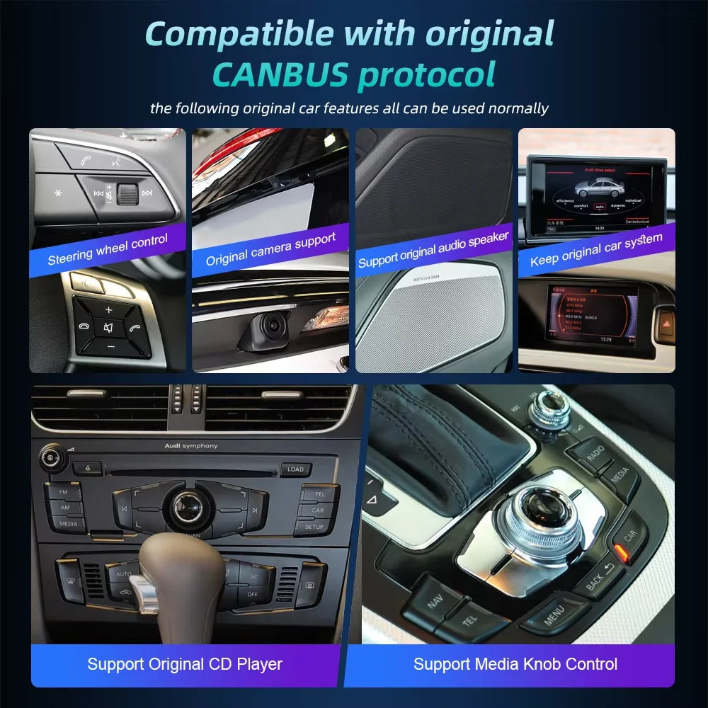 For Audi A6 A7 C7 Android 14 Car Radio Multimedia mp3 Player IPS Carplay Screen Stereo 4G GPS Navigation WIFI Head Unit