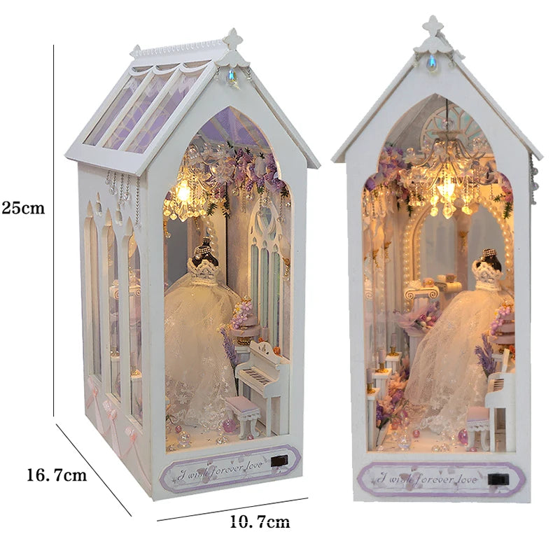 Wooden Book Nook DIY Miniatures Shelf Insert Dollhouse Building Bookshelf Bookend Home Decoration Doll Houses Toys For Xmas Gift