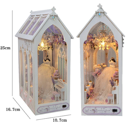 Wooden Book Nook DIY Miniatures Shelf Insert Dollhouse Building Bookshelf Bookend Home Decoration Doll Houses Toys For Xmas Gift