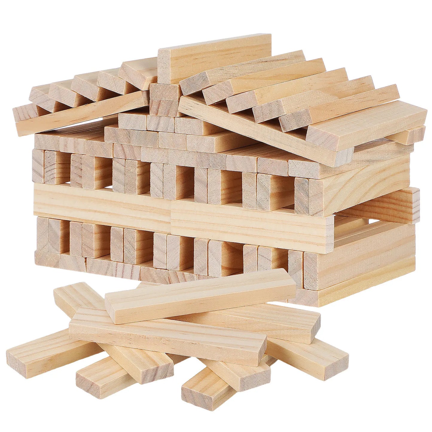 100Pcs Wooden Stacking Blocks Natural Solid Wood Building Set for Kids Toddlers Montessori Learning Fine Motor Skills Creative