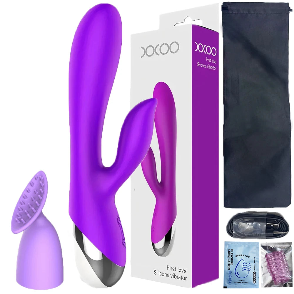 Rabbit Vibrator for Women USB Rechargeable G Spot Dildo Vibrator Clitoris Stimulator Dual Stimulation Female Masturbator SexToy