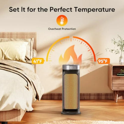 2 in 1 Space Heater and Fan with 5 Modes Portable Electric Heater for Indoor Use 1500W Fast Heating with Tip-Over and Overheat