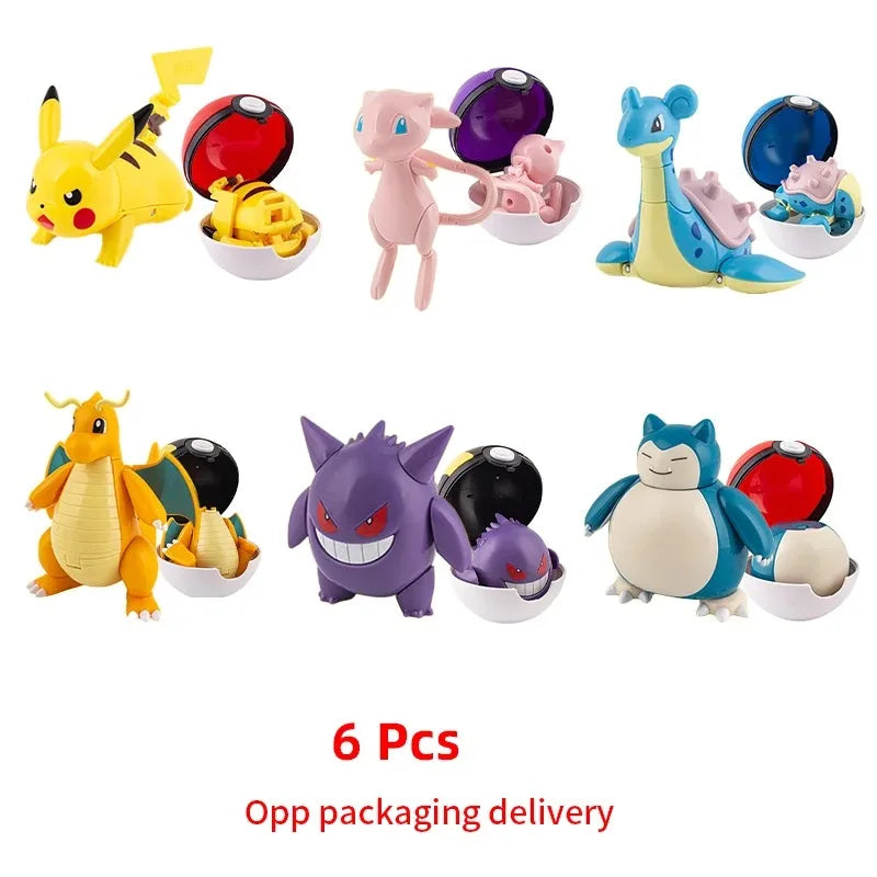 Pokemon Figure ball transform Action Gyarados Charizard Venusaur Blastoise Mewtwo Pikachu Mew Snorlax Poke ball Pokeball gift