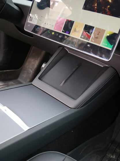 For Tesla Model Y Juniper 2025 Accessories Under-Screen Storage Organizer Box Center Console Screen Protect Trim Charge Pad Mat