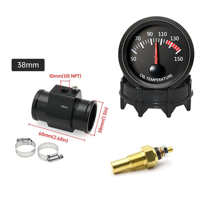 52MM Water Temperature / Oil Temp 12V Car Gauge + 26MM-40MM Adapter With Temp Sensor Collocation Car Accessories For All Vehicle
