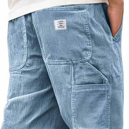 2026 New Men Double Layer Pocket Stripes Versatile Casual Pants Loose Shorts Comfortable Mens Outfit