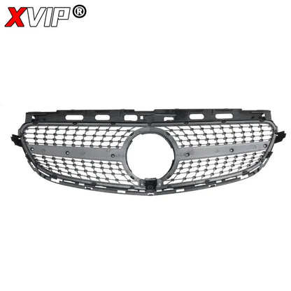 XVIP Chrome Black Diamonds Style Upper Grille Grill For Mercedes Benz E-Class W212 4 Door 2014-16 E200 E250 E300 E350 E400 E500